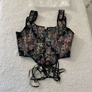 Floral Lace Up Vest